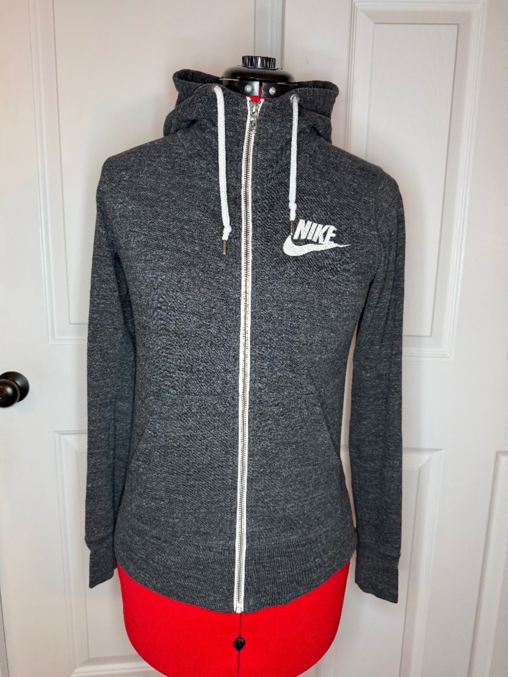 Nike Sports Vintage Full Zip Lightweight Hood Funnel Jacket Women S Heather Gray